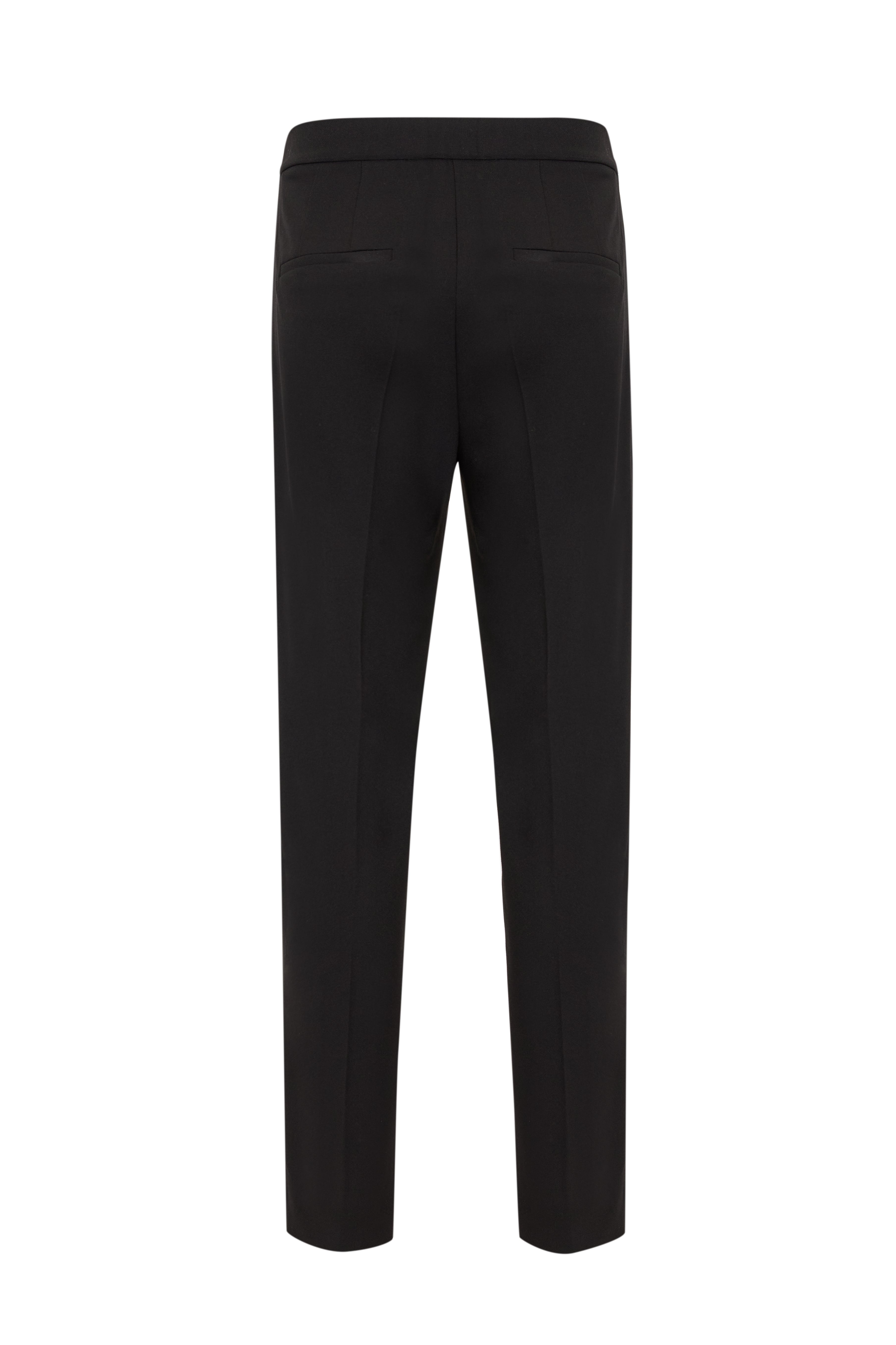 Women's High Waist Slim Fit Black Woven Pants