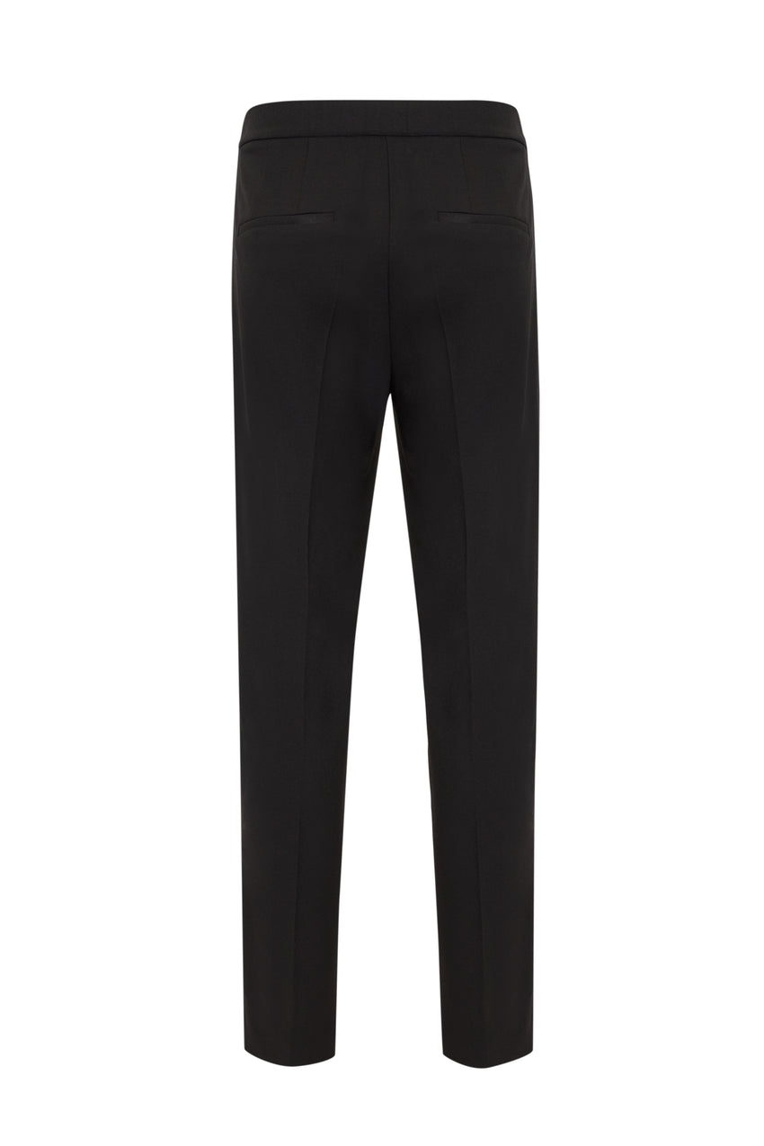 Women's High Waist Slim Fit Black Woven Pants