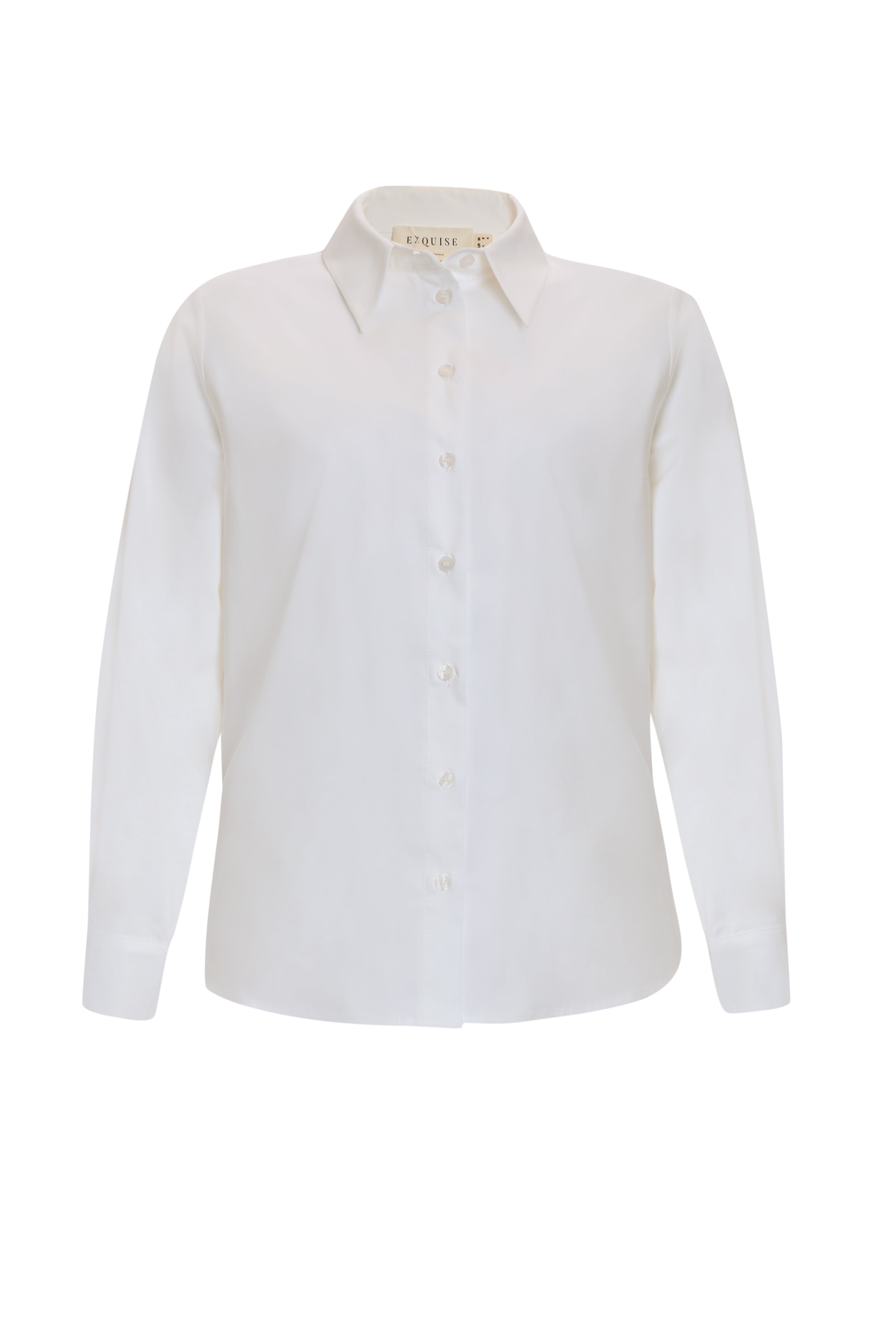 Long Sleeve Buttoned Woven Bone-Colored Shirt