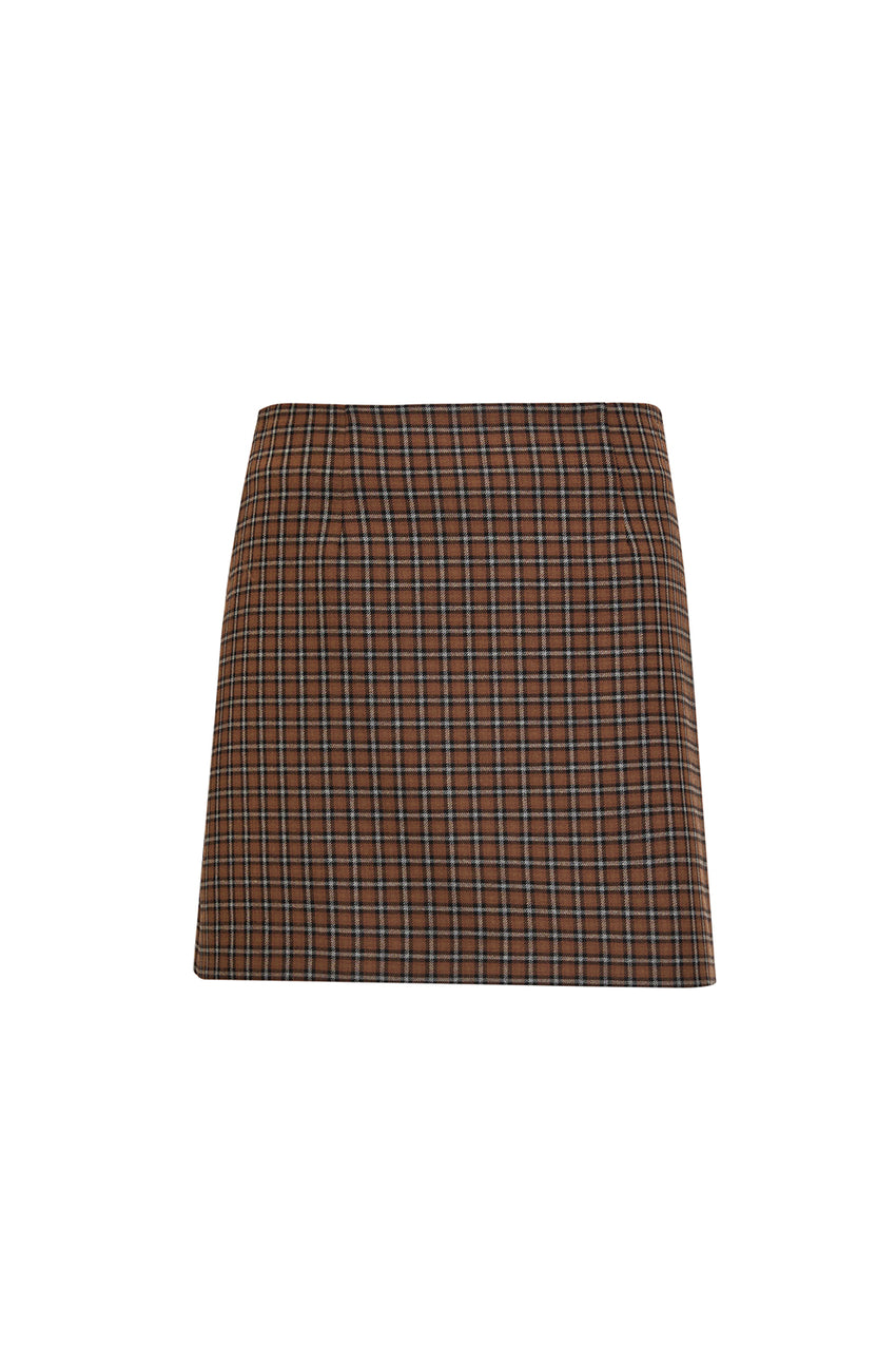 Playful Check Print Mini Skirt Without Belt