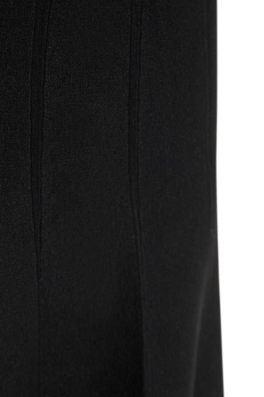 High Waist Black Regular Knit Midi Skirt