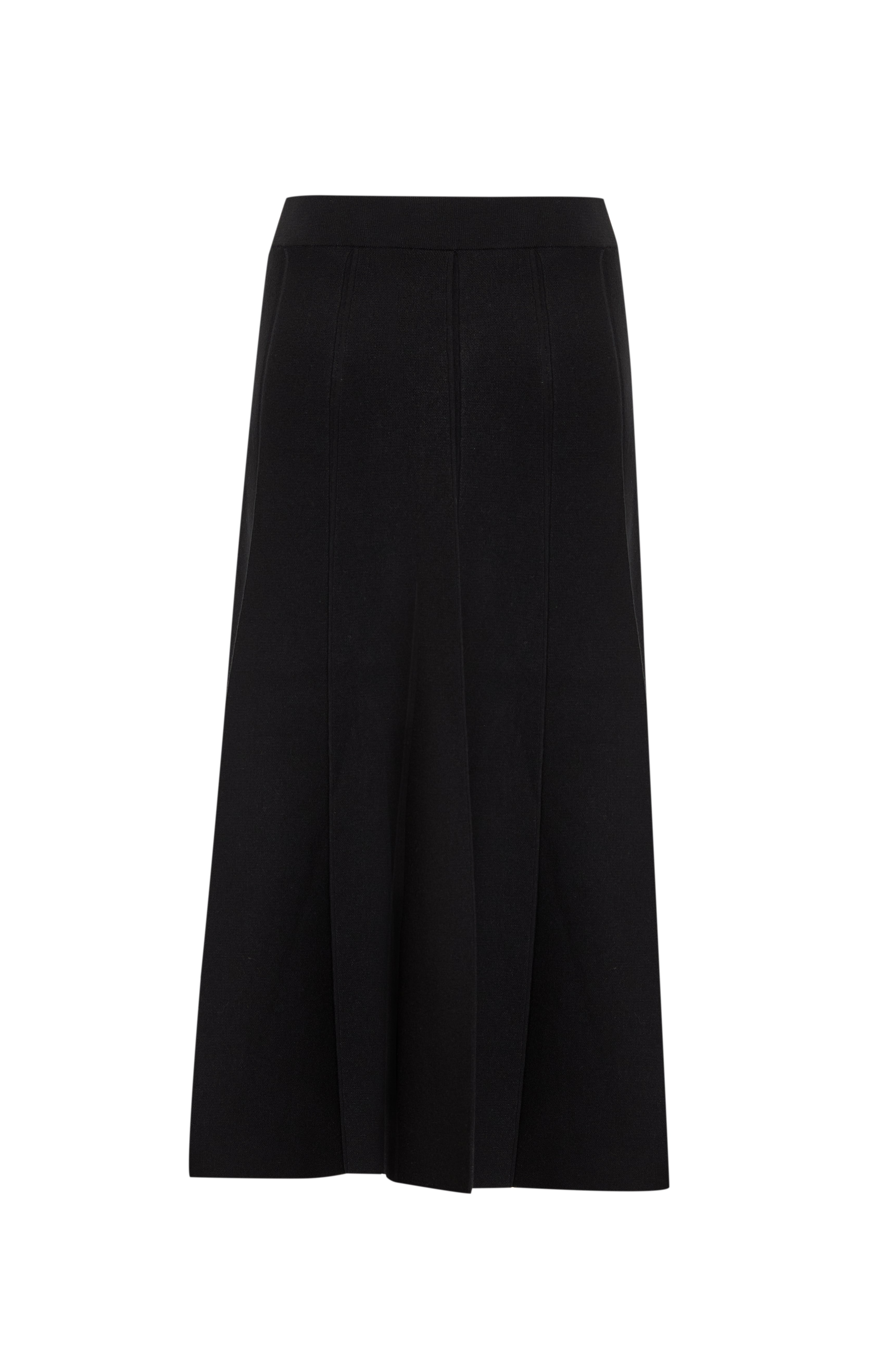 High Waist Black Regular Knit Midi Skirt