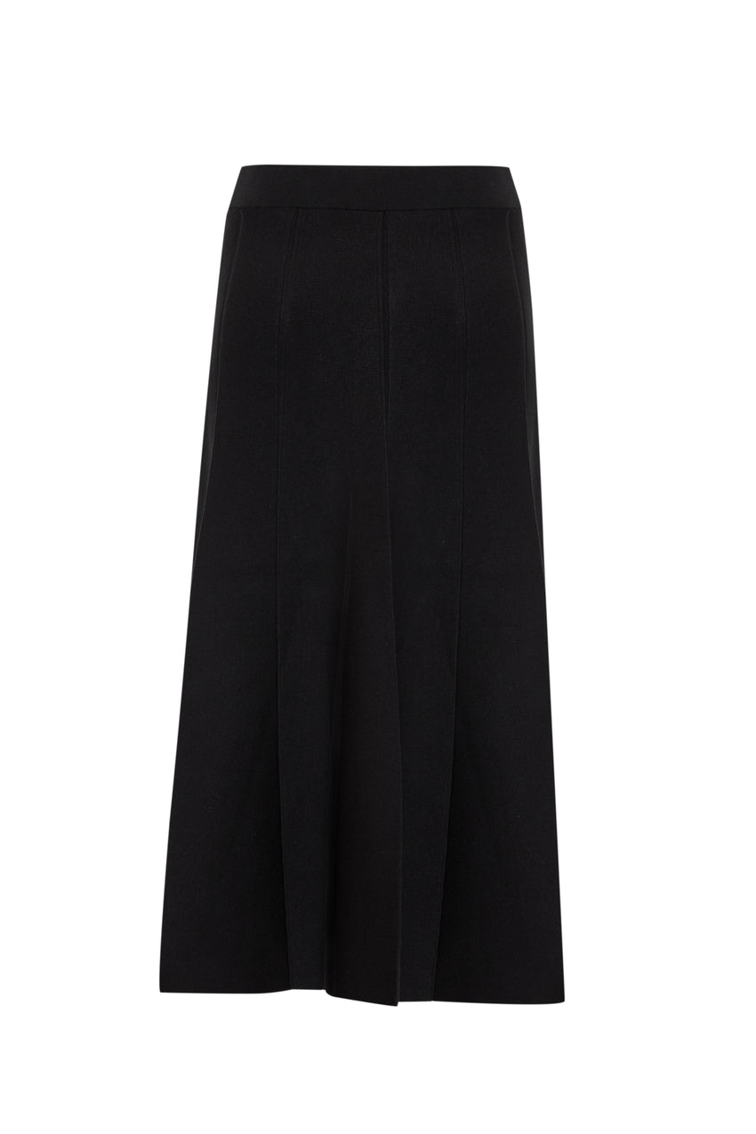 High Waist Black Regular Knit Midi Skirt