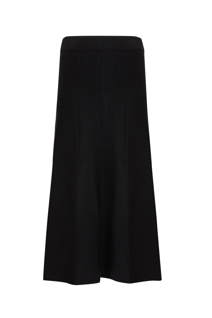 High Waist Black Regular Knit Midi Skirt