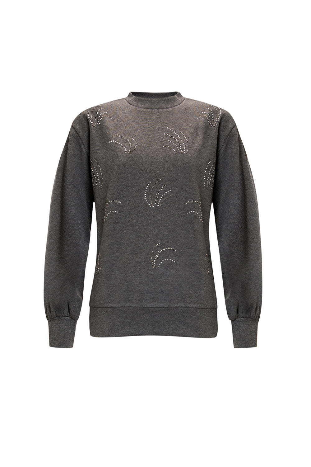 Statement Patterned Sweatshirt with Crystal Embellishments