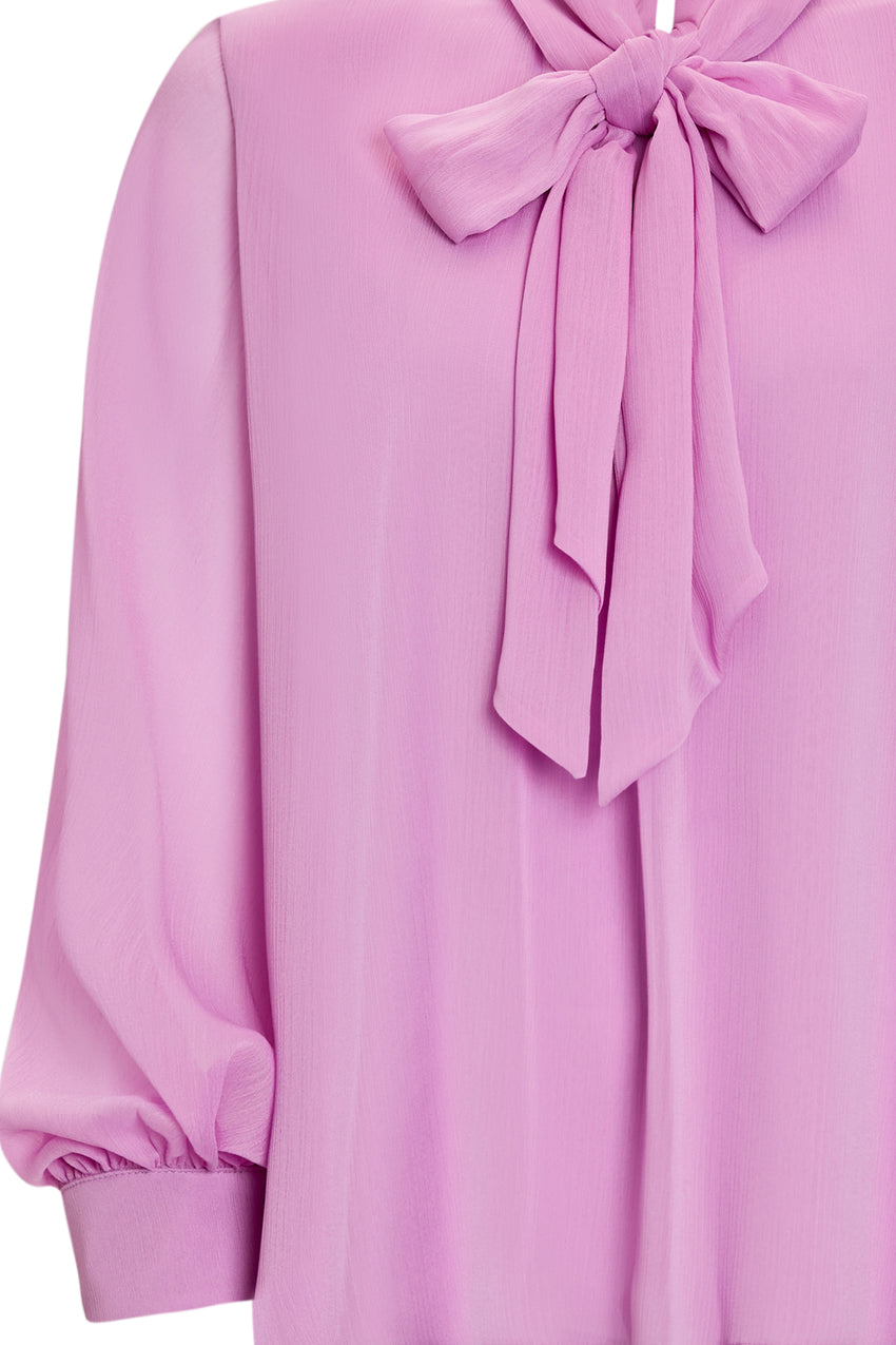 Patterned Scarf Neck Long Sleeve Regular Blouse