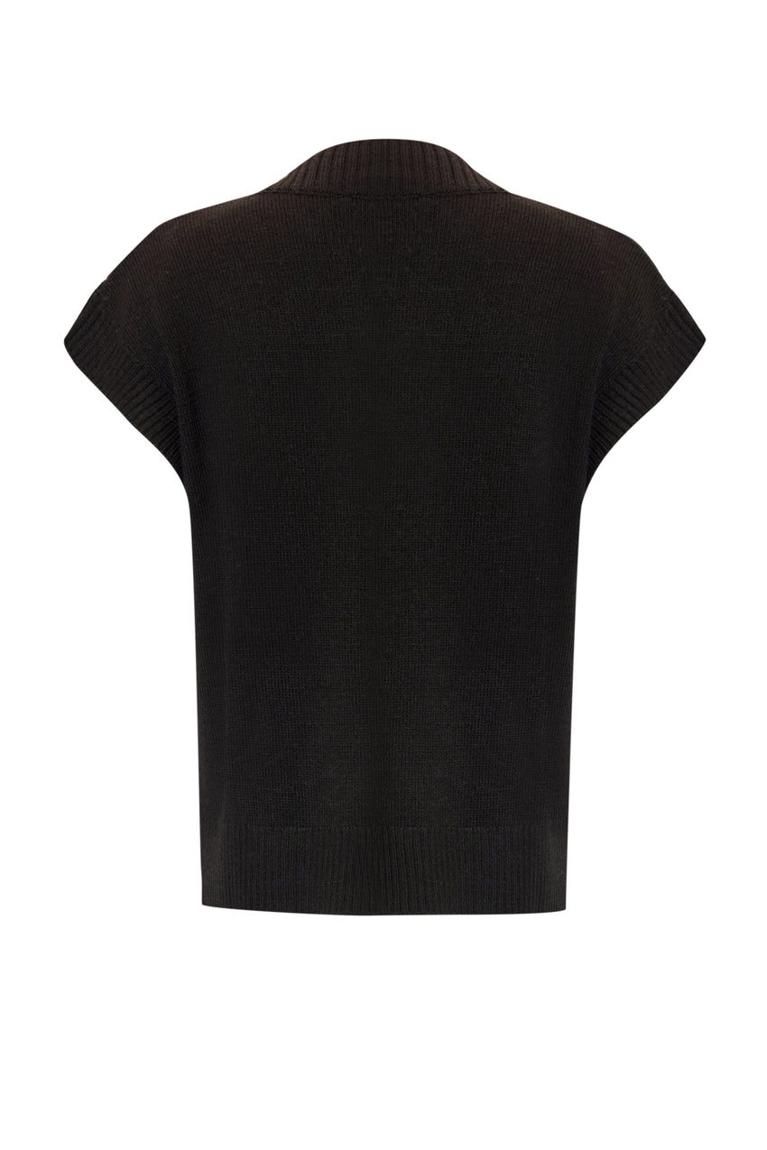 Adoria Black V-Neck Cable Knit Sweater