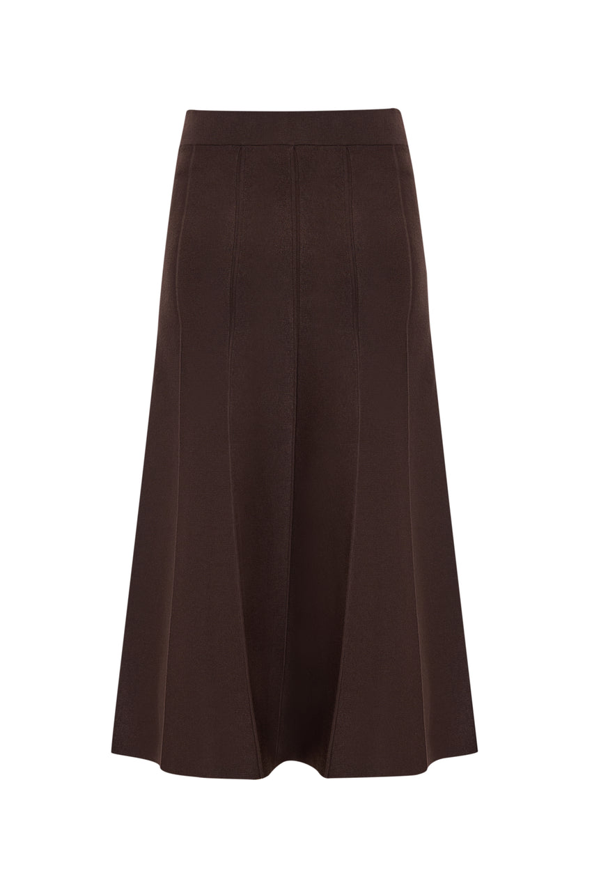 Women's High Waist Brown Knit Midi Skirt