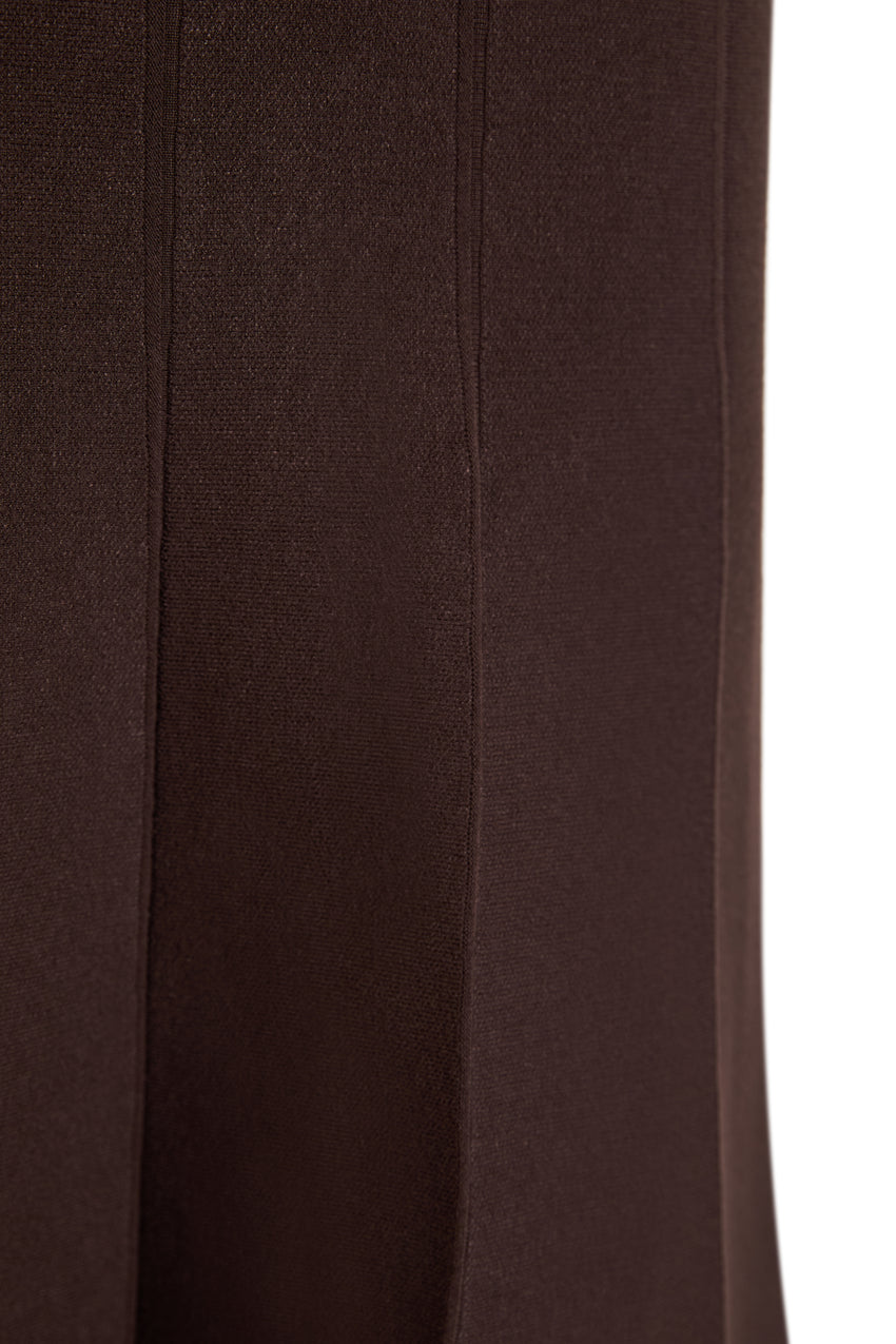 Women's High Waist Brown Knit Midi Skirt