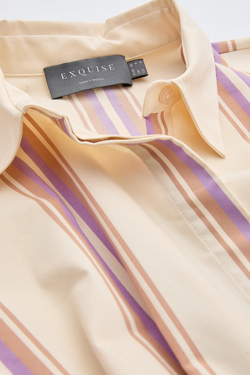 Short Sleeve Mini Shirt Dress - MULTI COLOR