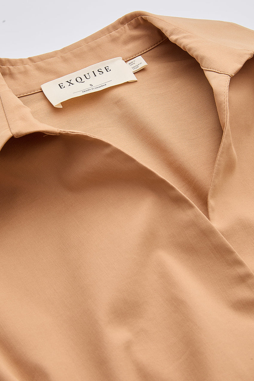 Midi Shirt Dress - CAMEL