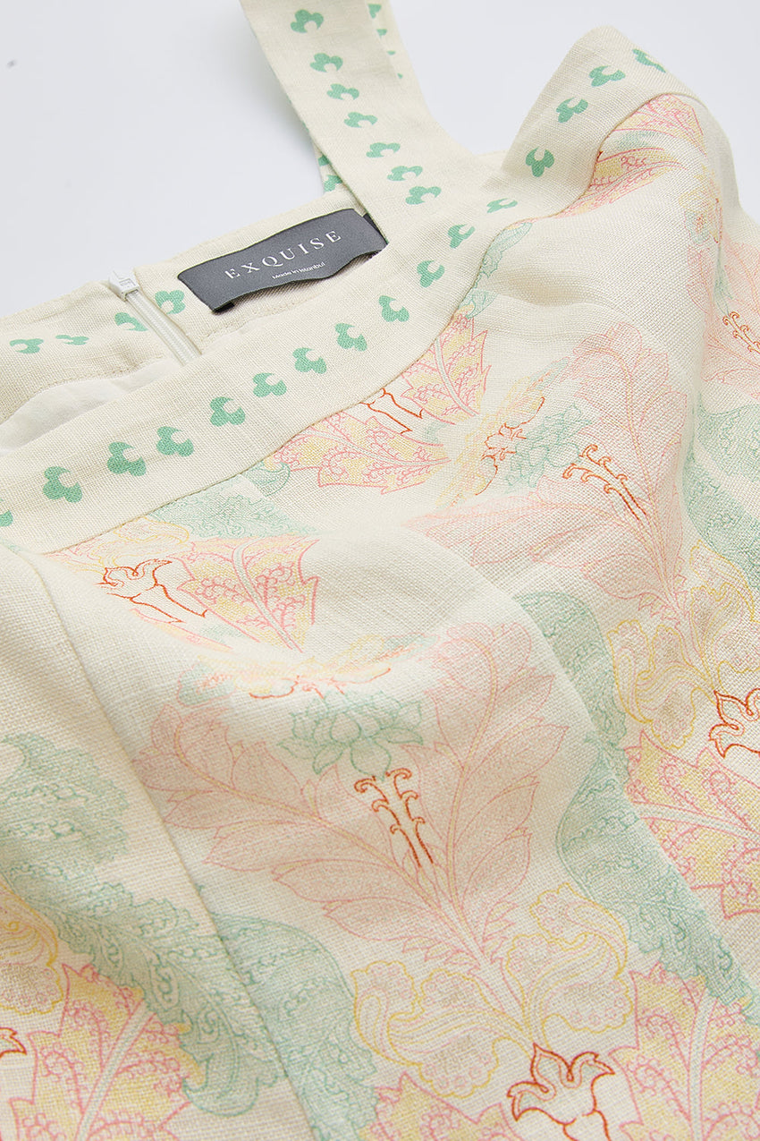 Linen Midi Dress - MULTI COLOR