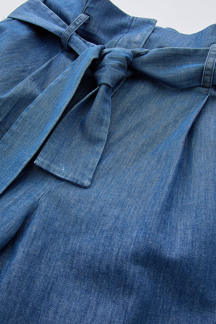 High-Waisted Denim Jeans - BLUE
