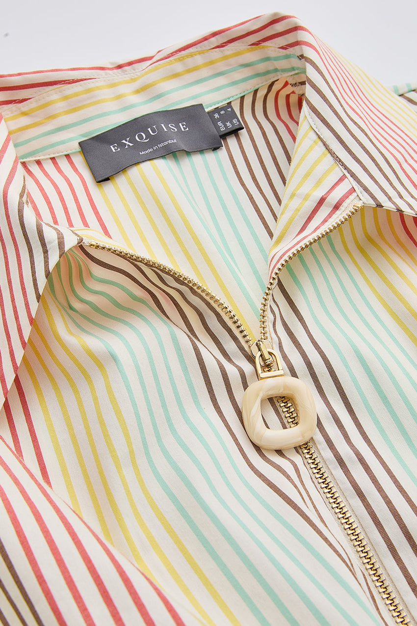 Short Sleeve Mini Shirt Dress - MULTI COLOR