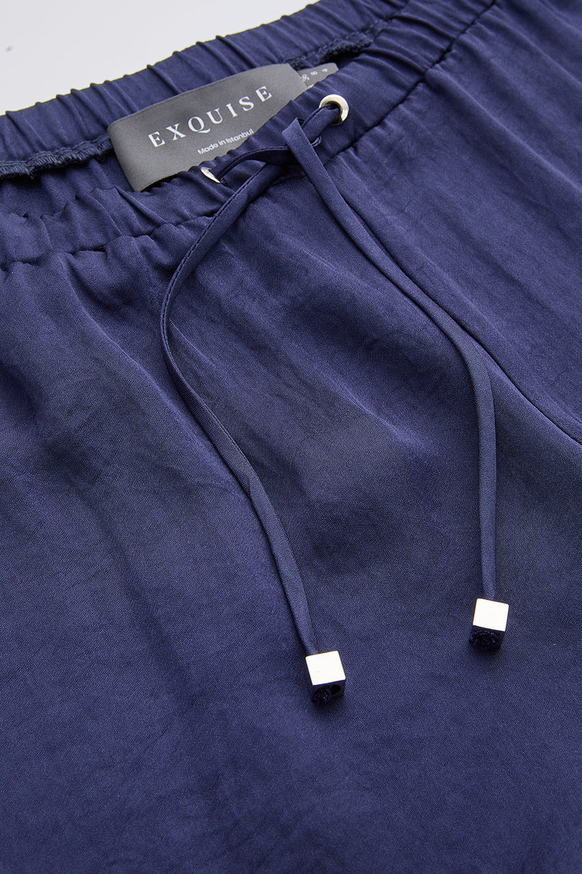 Wide Leg Pants - NAVY BLUE