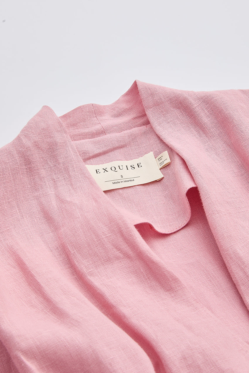 V Neck Short Sleeve Mini Dress - PINK