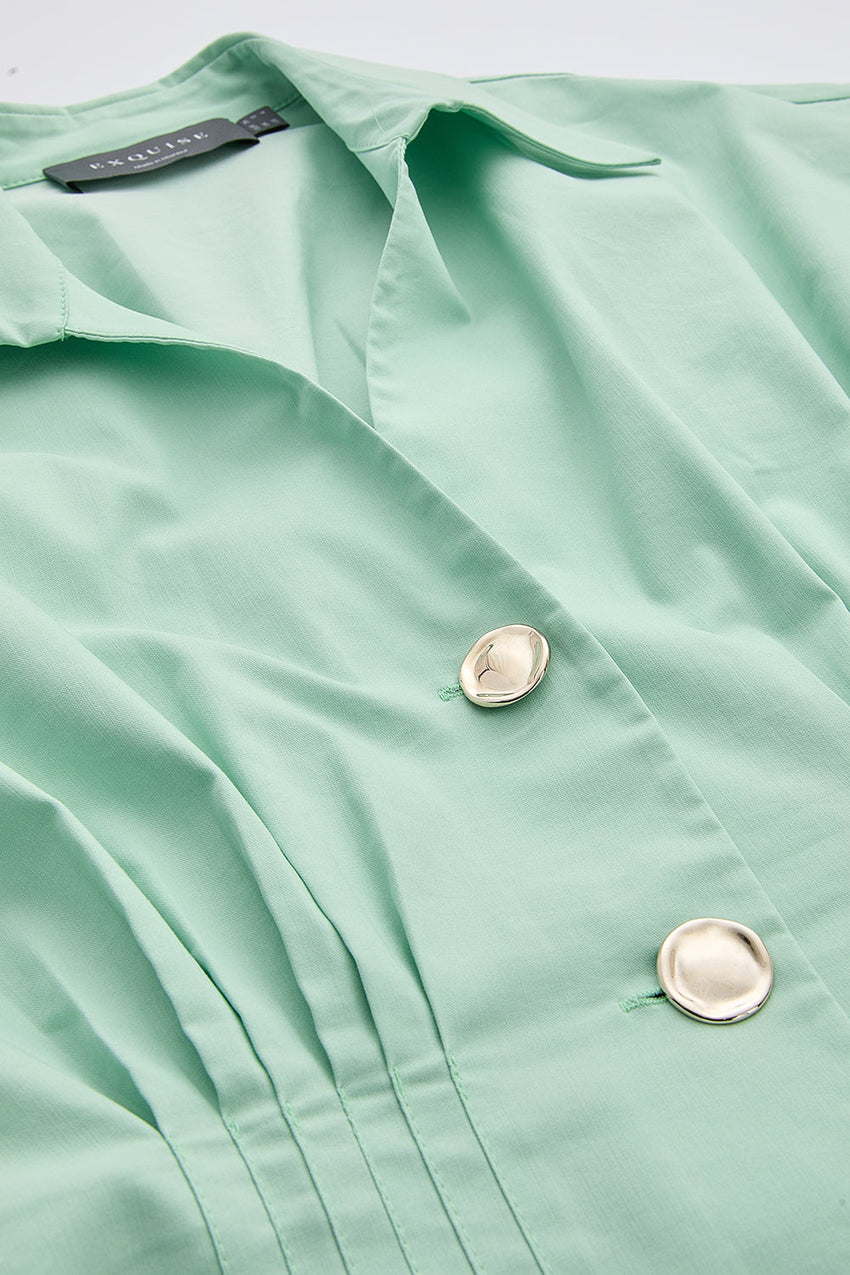 Midi Dress with Shirt Collar - MINT