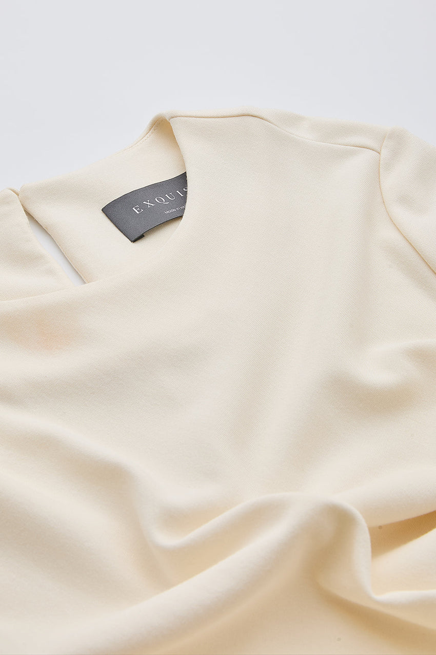 Crew Neck Knitted Mini Dress - ECRU