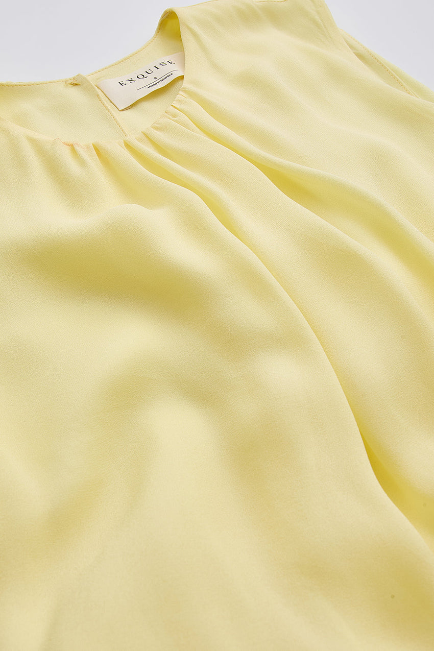 Crew Neck Midi Dress - YELLOW