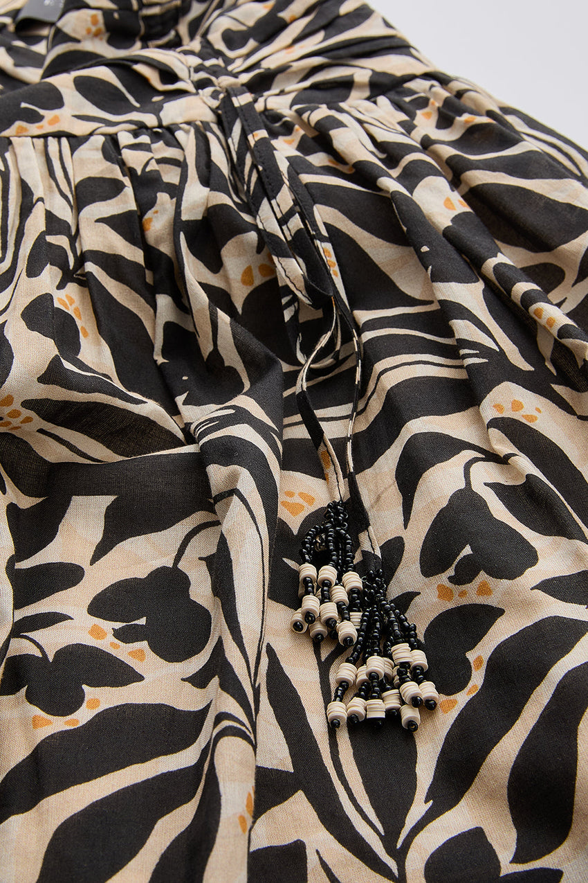 V Neck Printed Blouse - MULTI COLOR