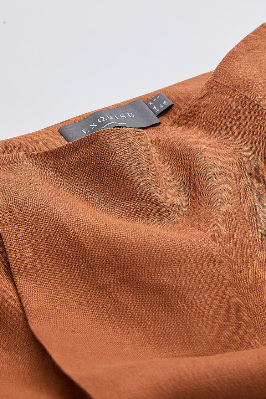 Wide Leg Linen Trousers  - TAN