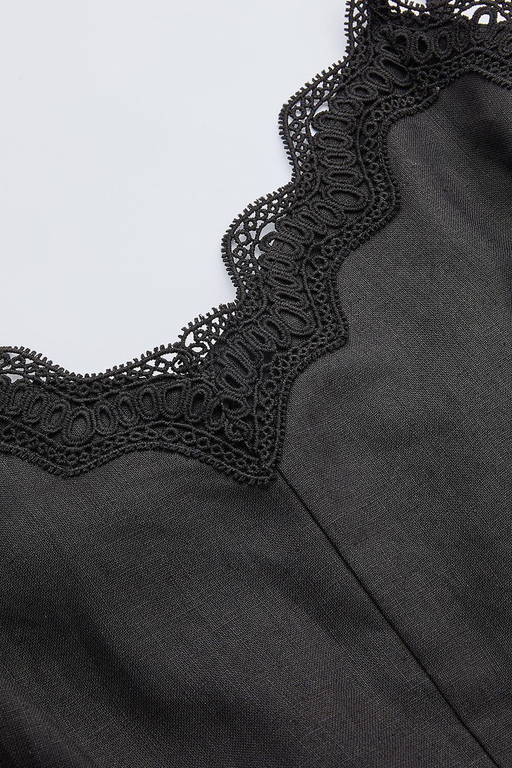 Linen Midi Dress  - BLACK