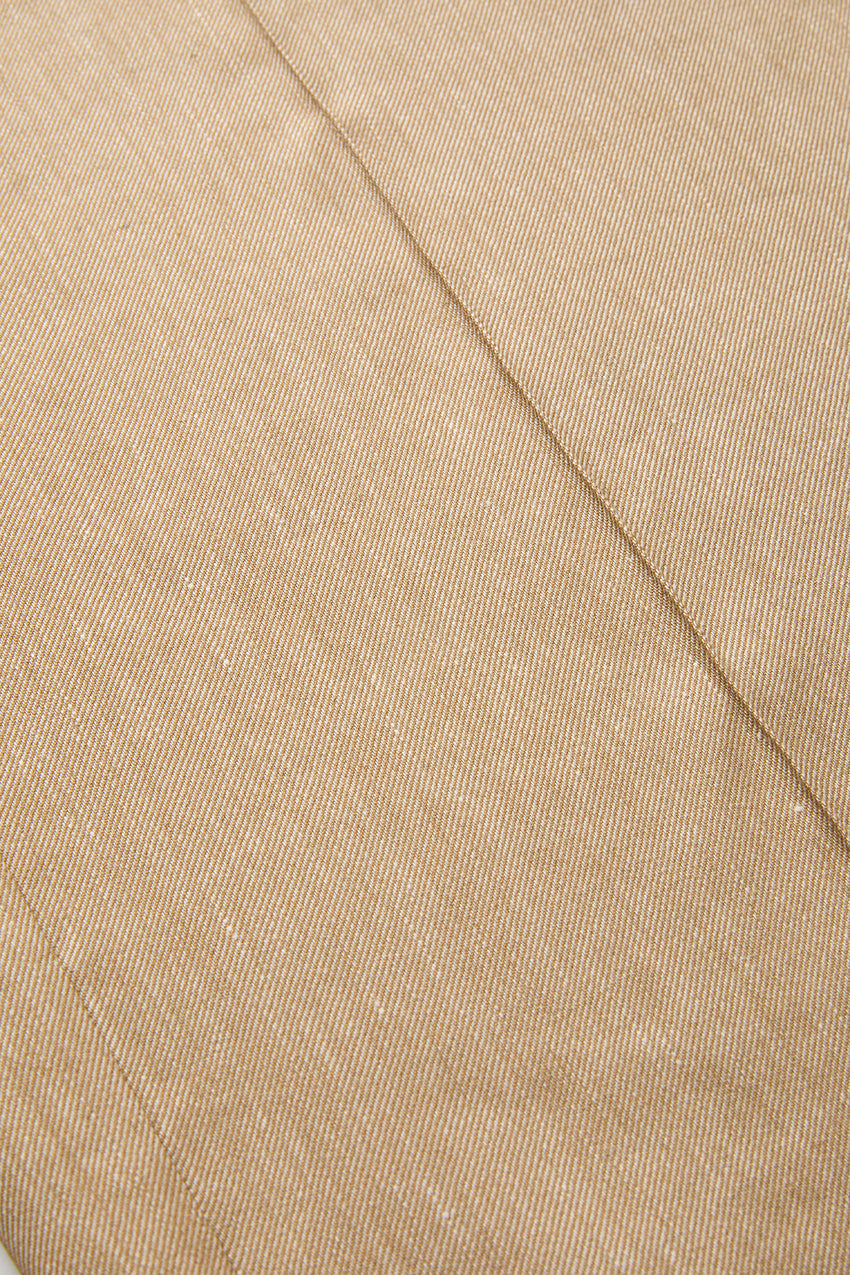 High Waisted Linen Blend Trousers - CAMEL