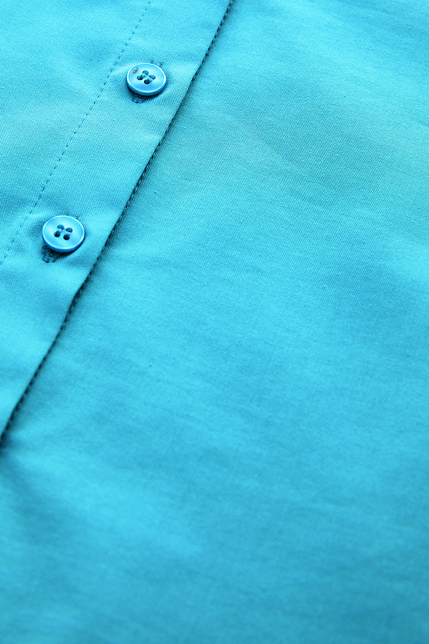 Long Sleeve Shirt with Elastic Waist - BLUE