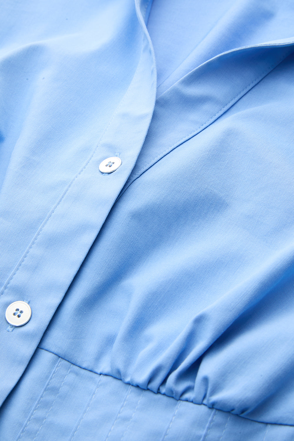 Fitted Mini Dress with Metal Buttons - BLUE