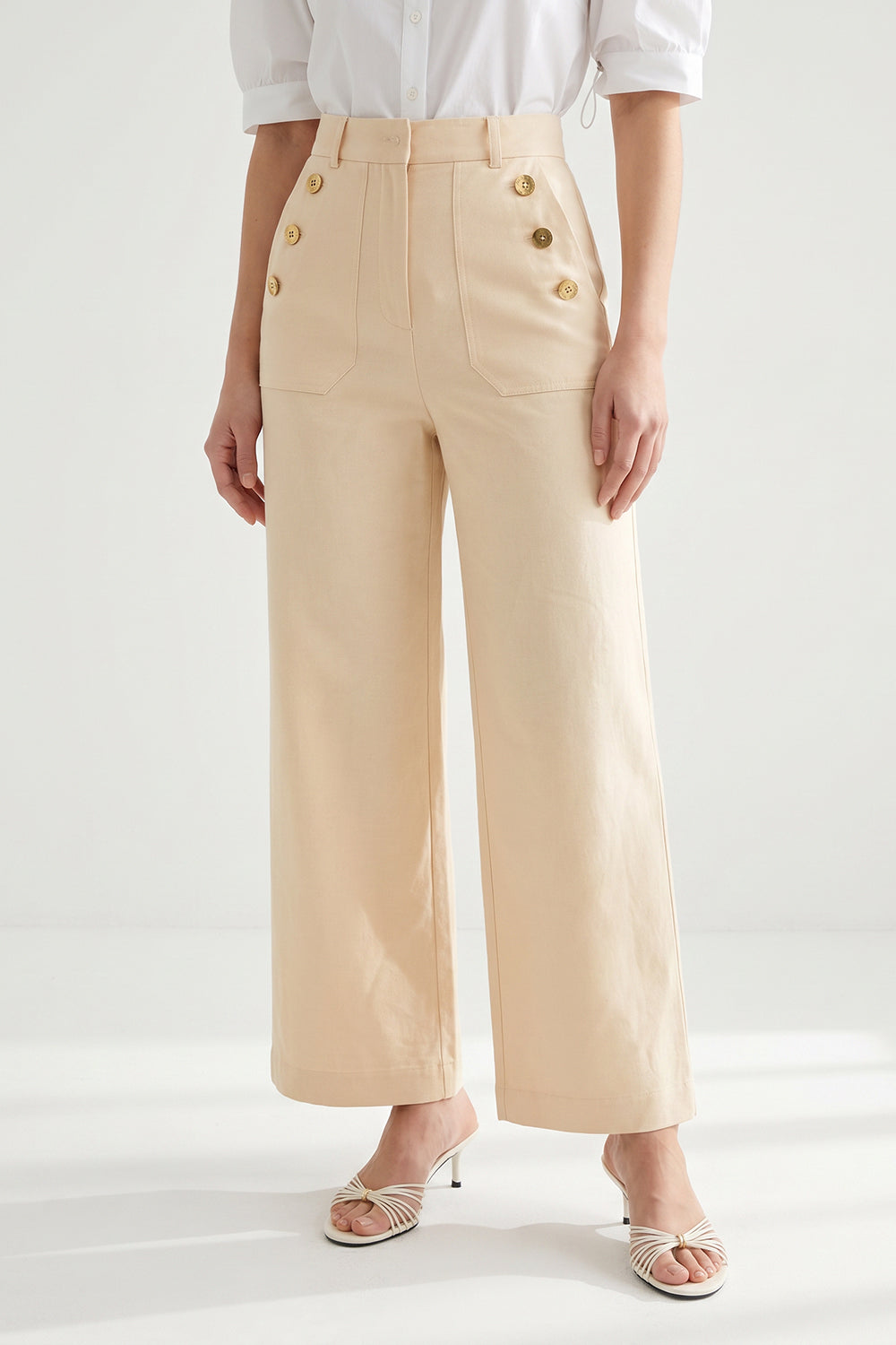Petra Wide Leg Pants - CREAM