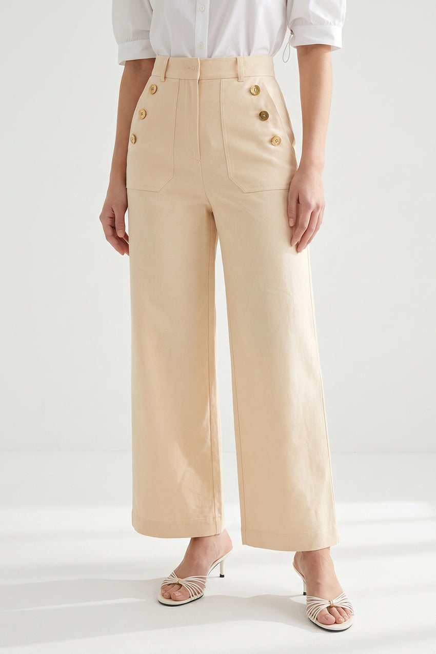 Petra Wide Leg Pants - CREAM
