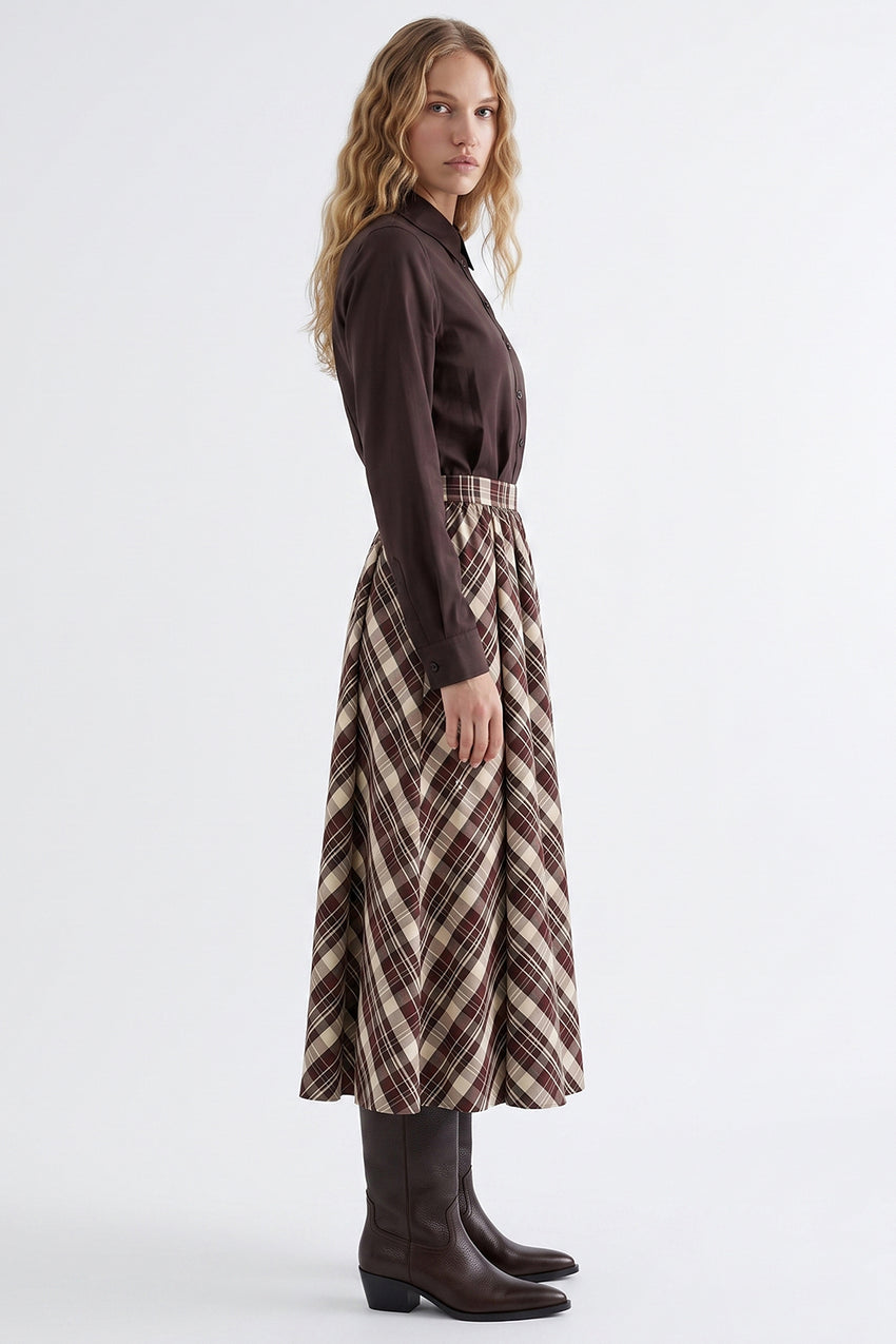 Pleated Midi Skirt with Pockets - MULTICOLOR