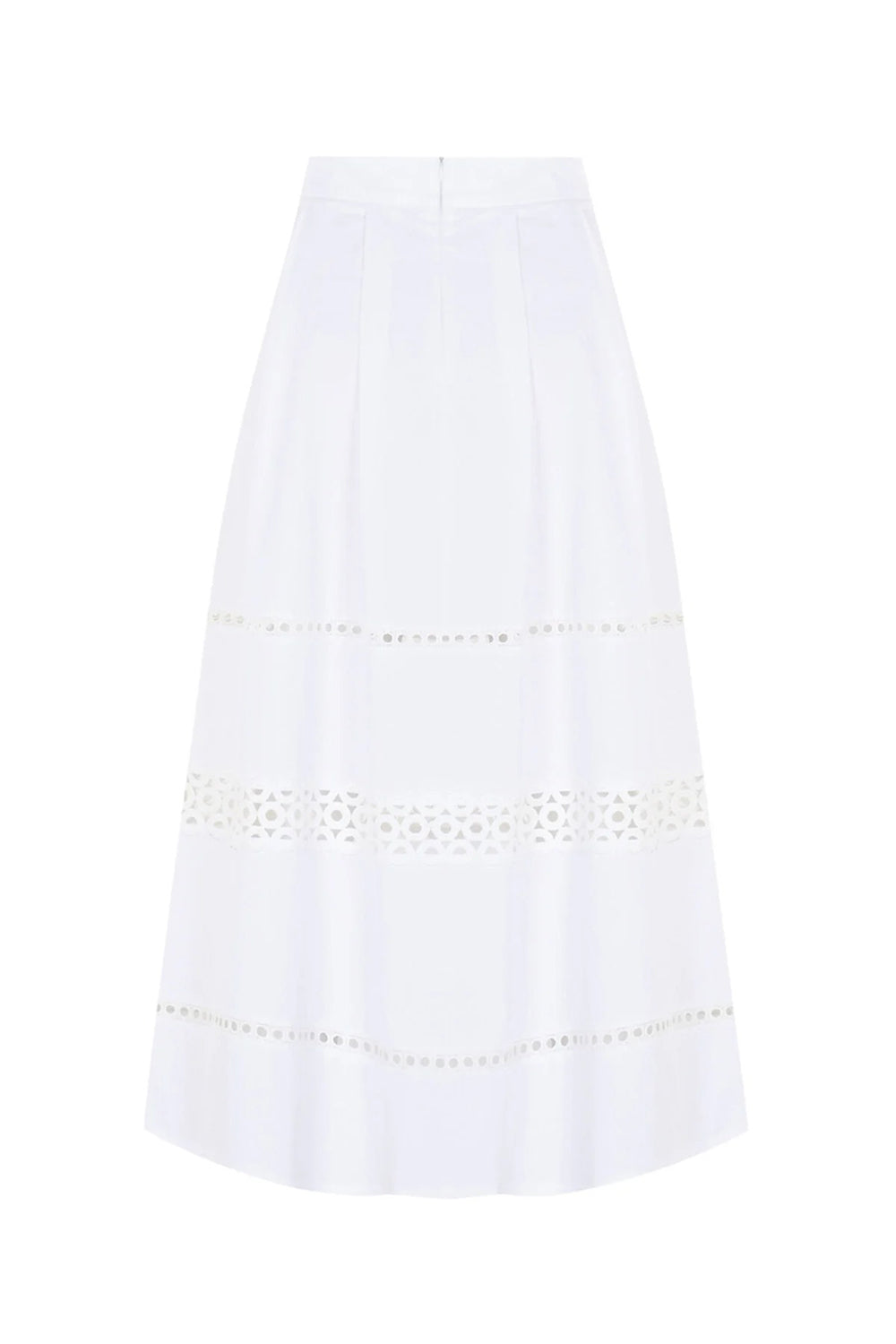 Broderie Detail Midi Karsyn Skirt - WHITE