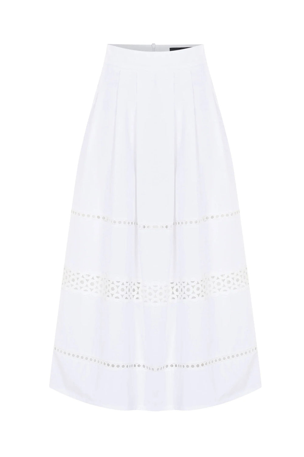 Broderie Detail Midi Karsyn Skirt - WHITE