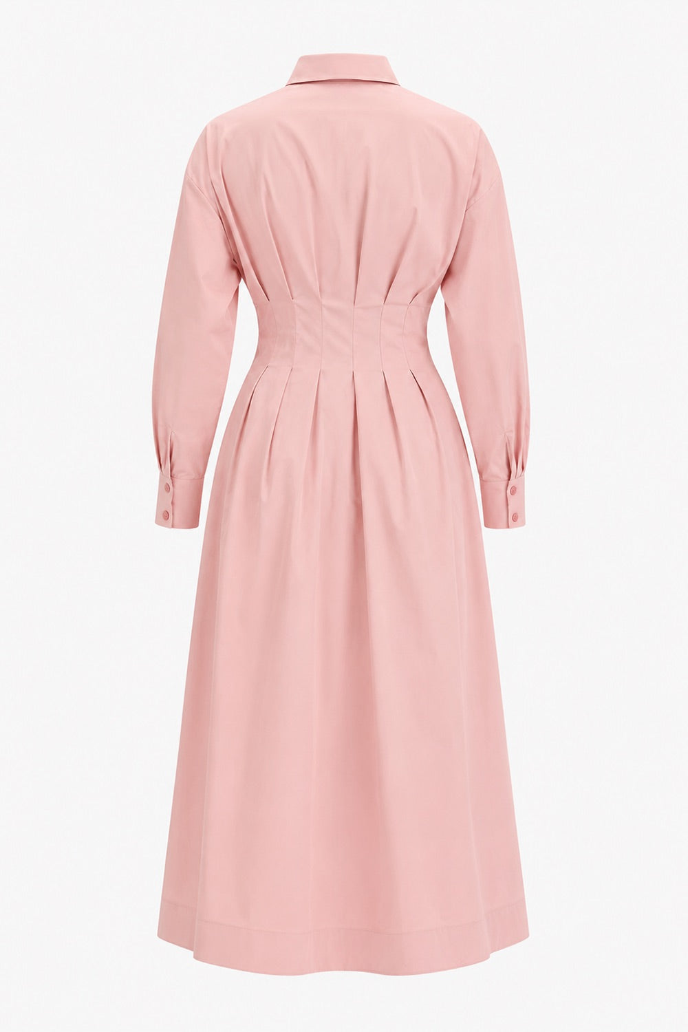 Belted Fitted Waist Midi Shirt Dress – PINK