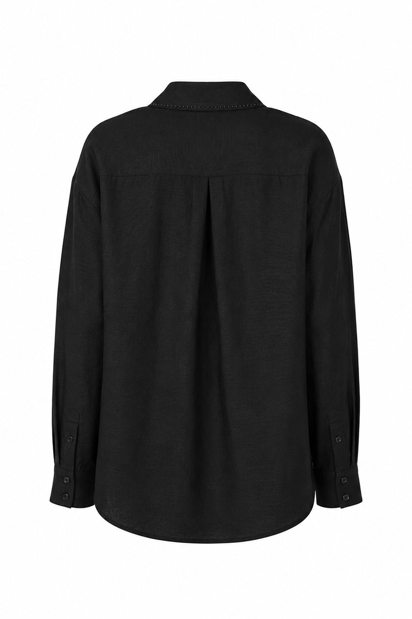 Avianna Linen Shirt - BLACK