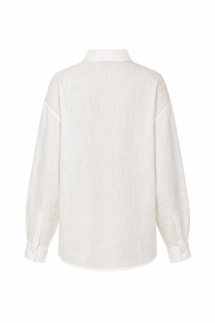 Emelia Embroidered Linen Shirt - ECRU