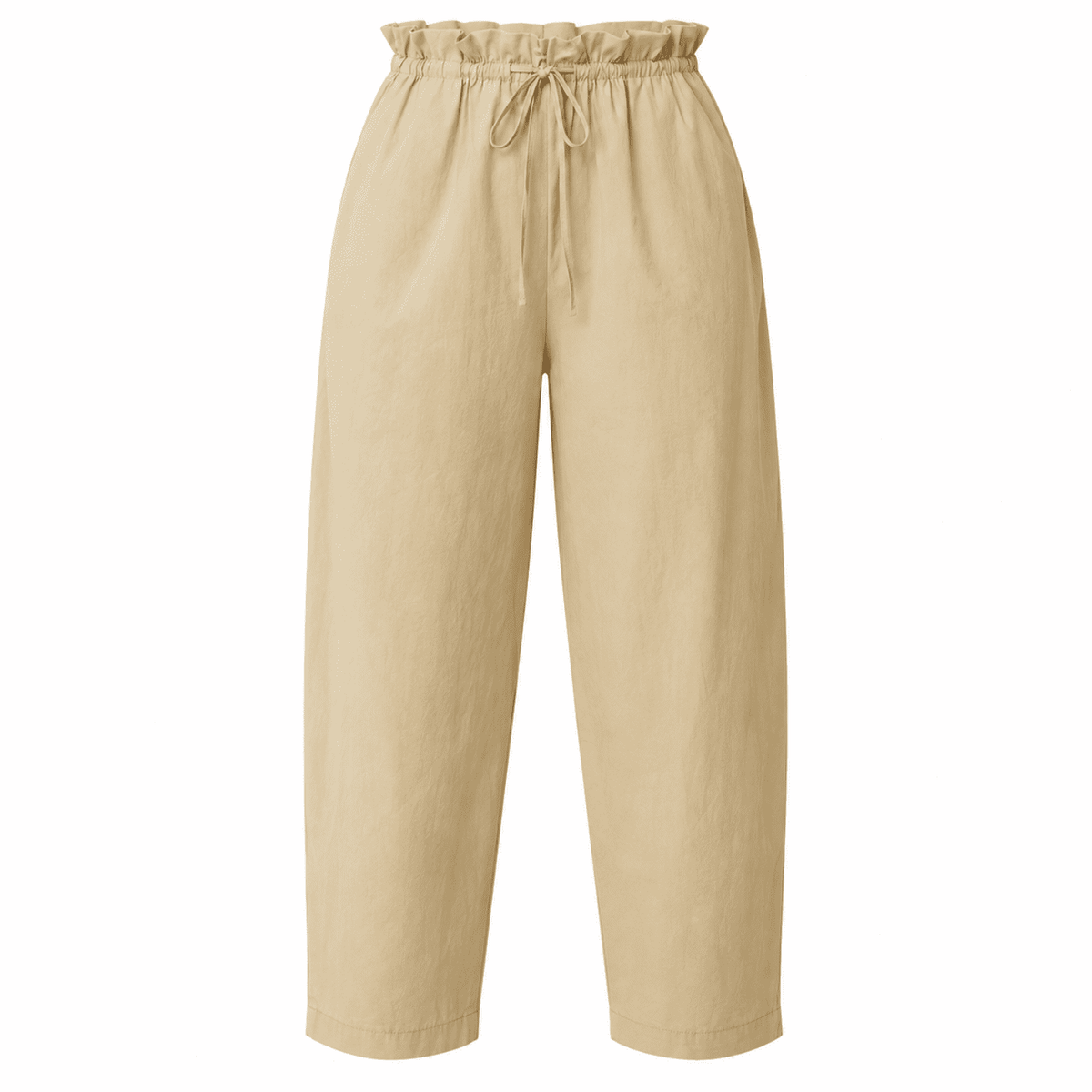 Amedee Drawstring Waist Woven Tapered Pants - Beige