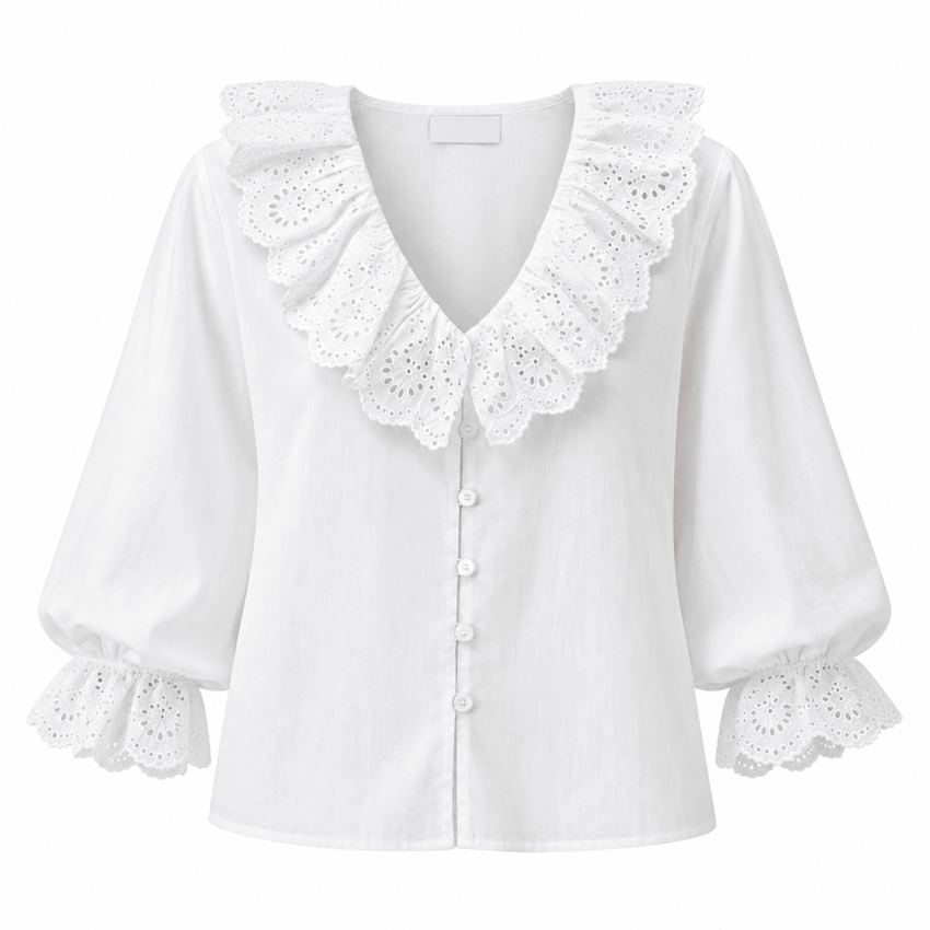 Bibiane Broderie Embroidered Blouse - White