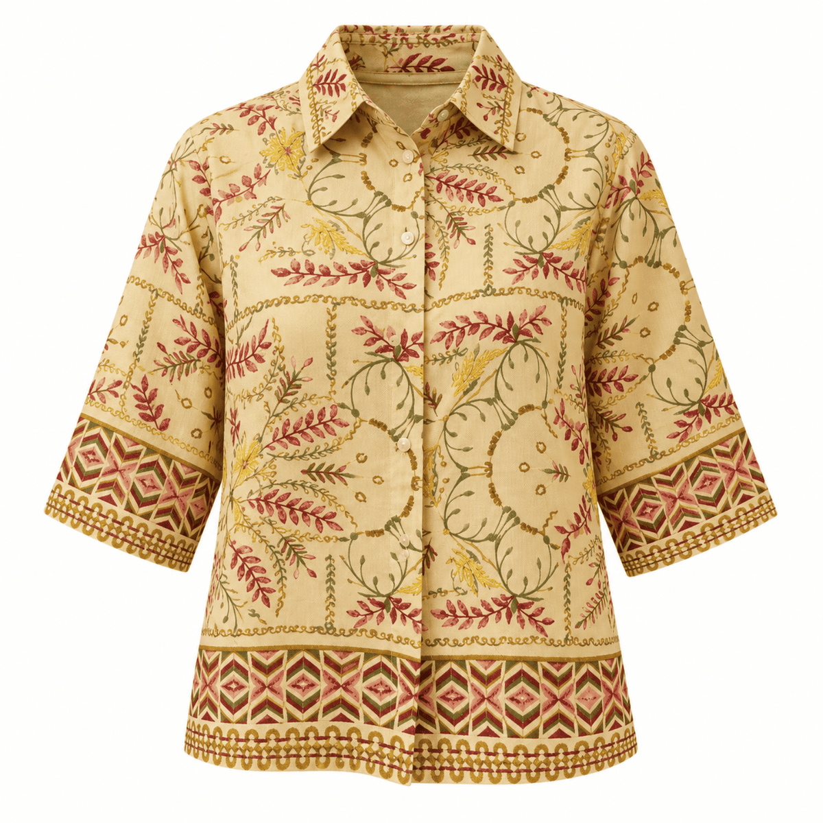 Destinie Collar Pleat Detail Shirt - Multi Color