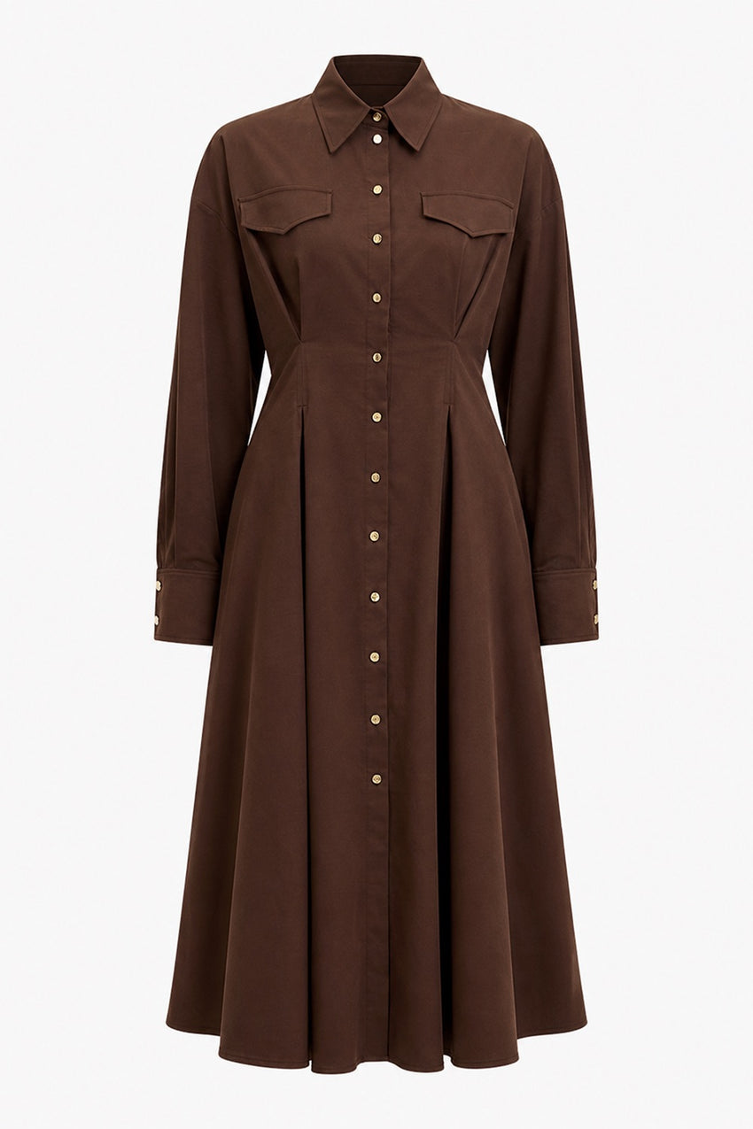 Coonie Midi Dress – BROWN