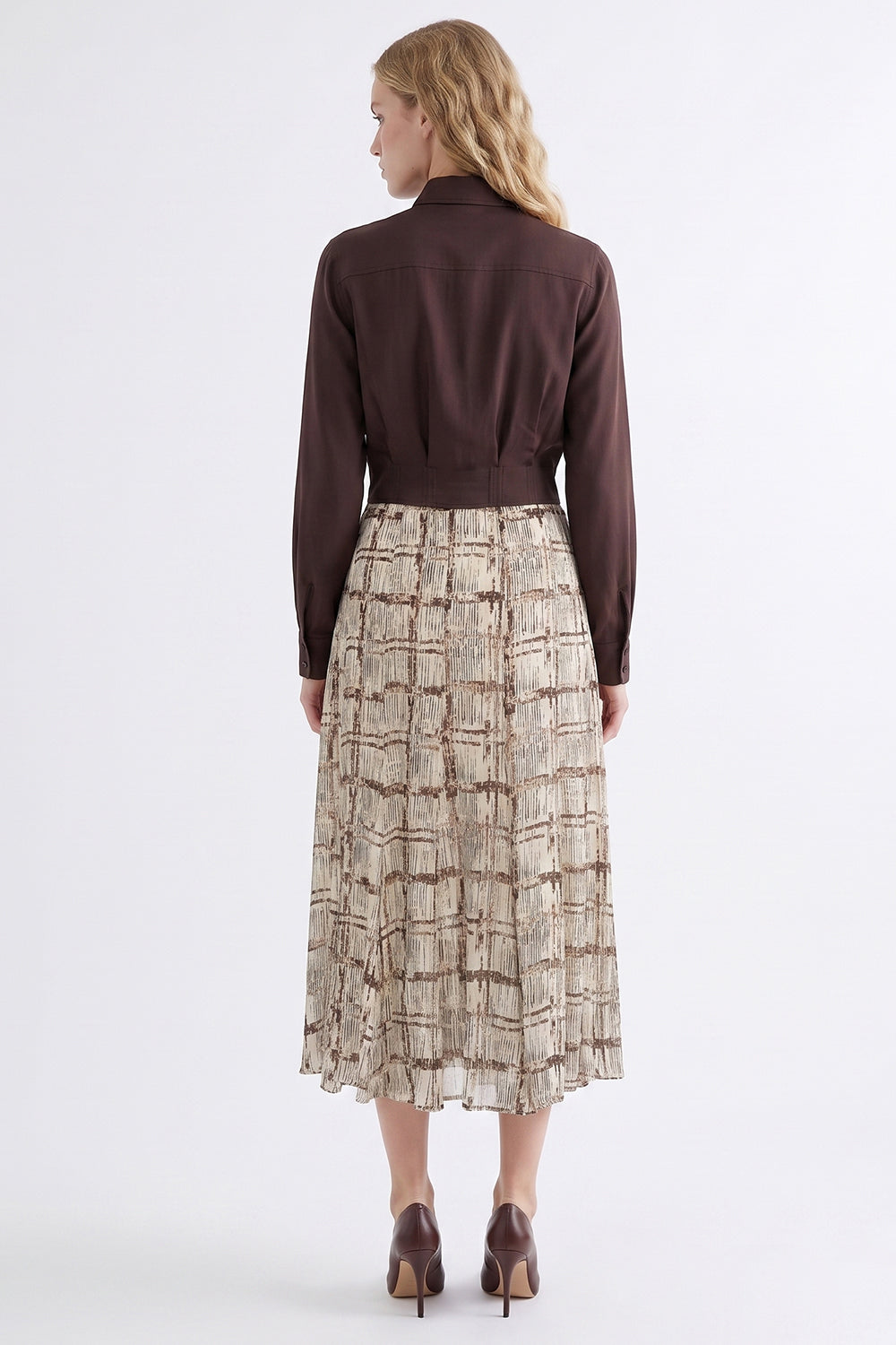 High Waisted Lined Flared Skirt with Zipper - MULTICOLOR
