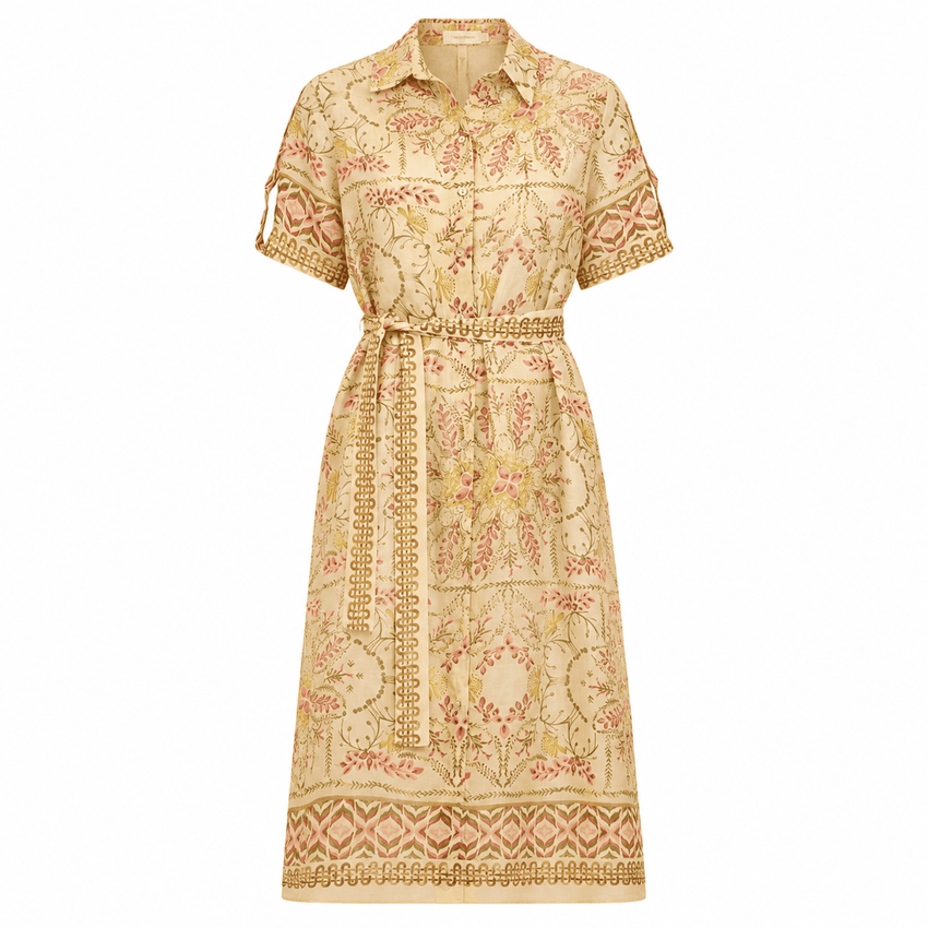 Abbey Short Sleeve Printed Midi Dress - Multi Color