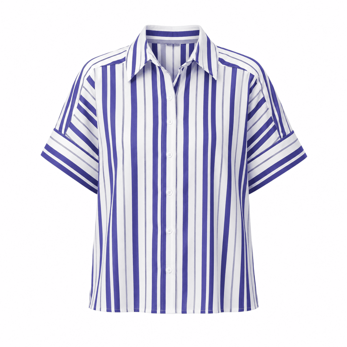 Alsatia Dropped Short Sleeve Striped Shirt -Blue
