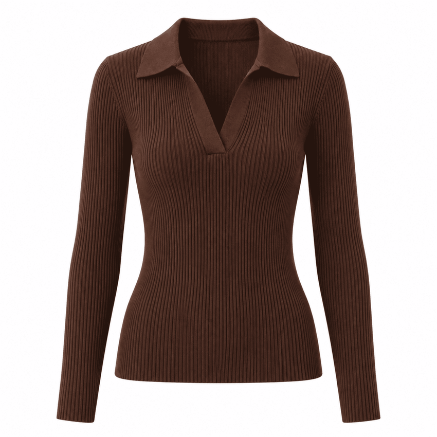 Mayra Long Sleeve Blouse - BROWN