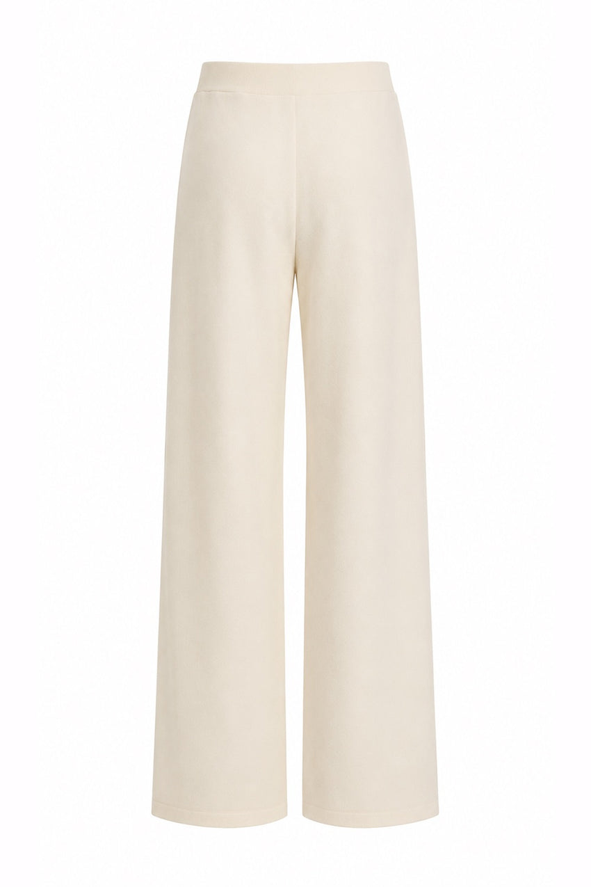 Shayna K Pants Wide Leg Knit Trousers - Ecru