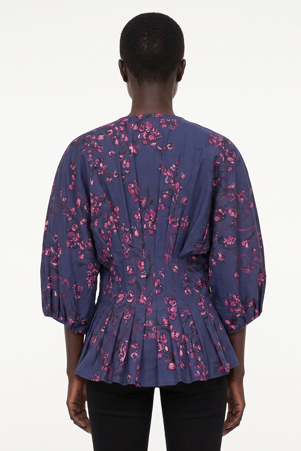 Fitted Pleated Raglan Sleeve Shirt - MULTICOLOR