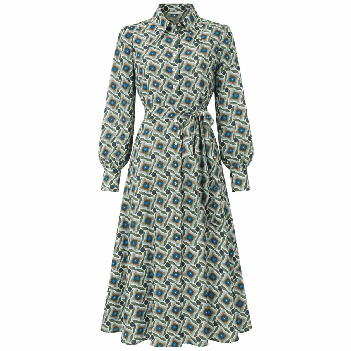 Chamonix Embroidered Collar Patterned Midi Dress - Multi Color