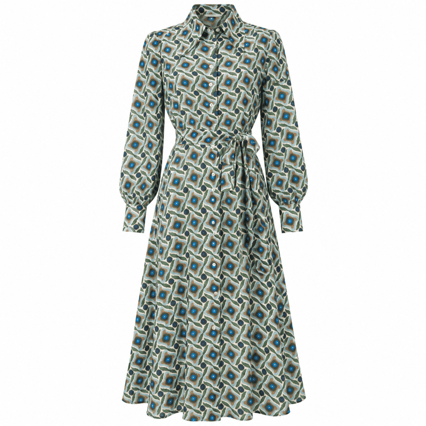 Chamonix Embroidered Collar Patterned Midi Dress - Multi Color