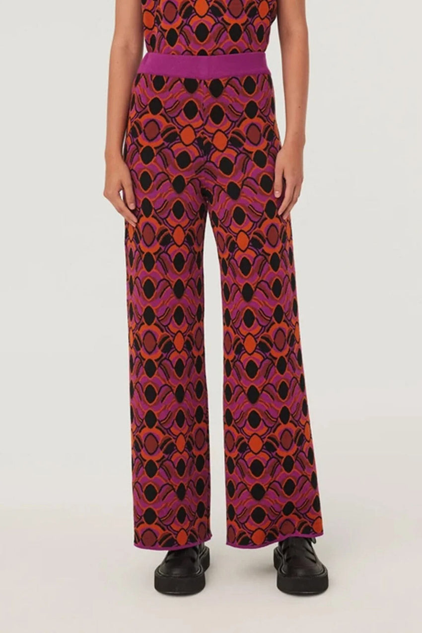 Patterned Knit Trousers - Multicolor